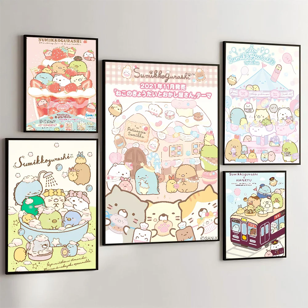 

Japan Anime Sumikko Gurashi Poster Self-adhesive Art Waterproof Paper Sticker Coffee House Bar Room Wall Decor