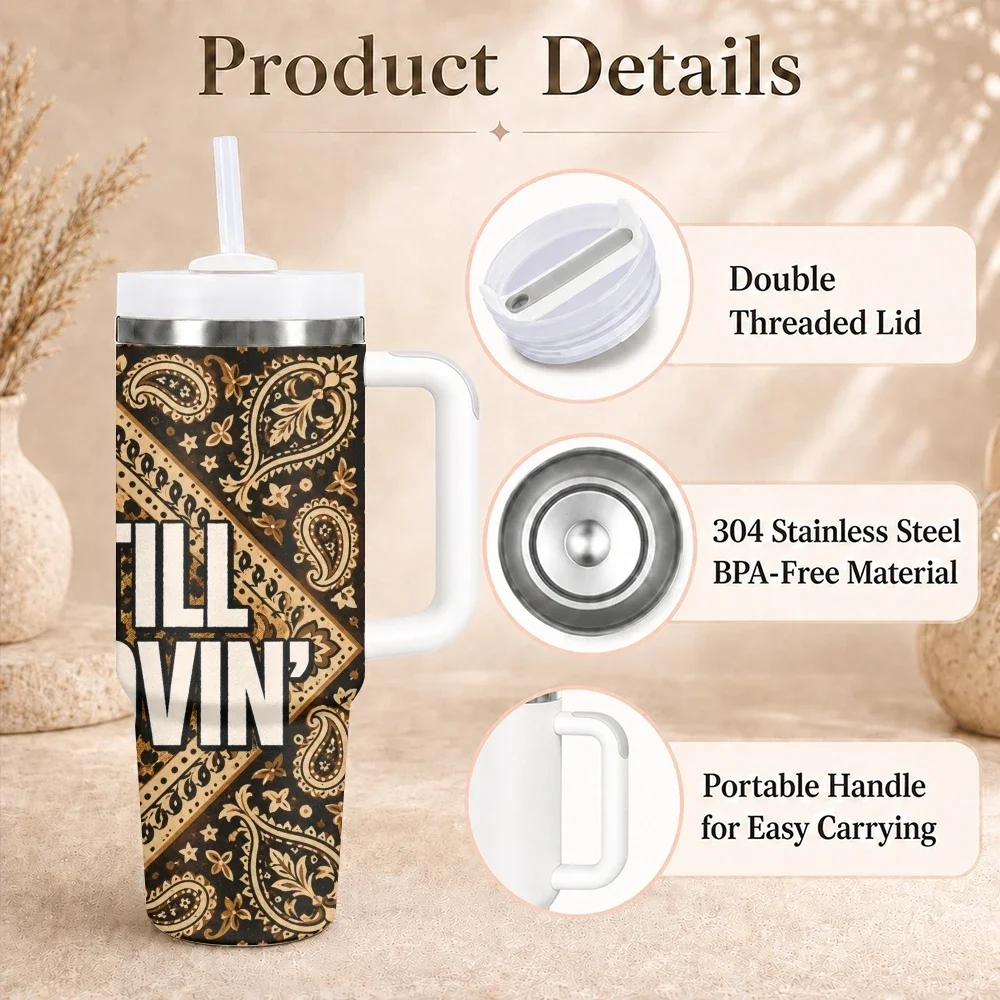 Funny Skeleton Vacuum Flasks 40oz Stainless Steel Insulated Tumbler with Handle & Straw Leakproof Travel Mug