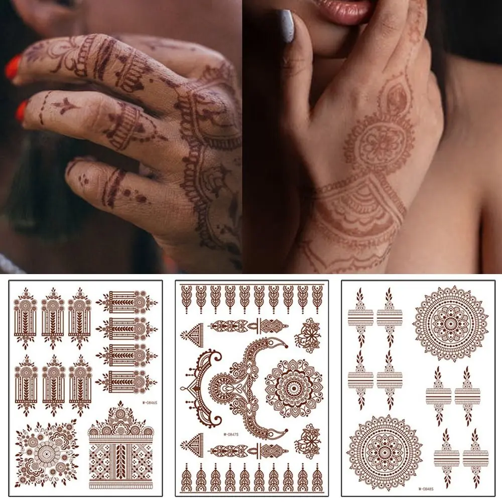 

Henna Tattoo Sticker Waterproof Temporary Tattoos Fake Tattoo for Hand Body Art