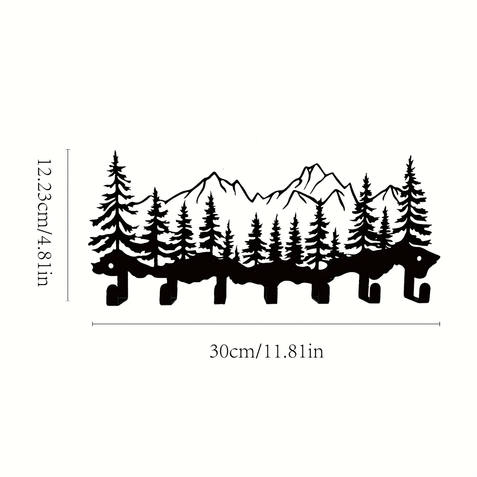 Metal 7-Hook Heavy-Duty Key Organizer, Mountain Peak & Pine Tree Design, Space-Saving Entryway, Kitchen, Bathroom Storage