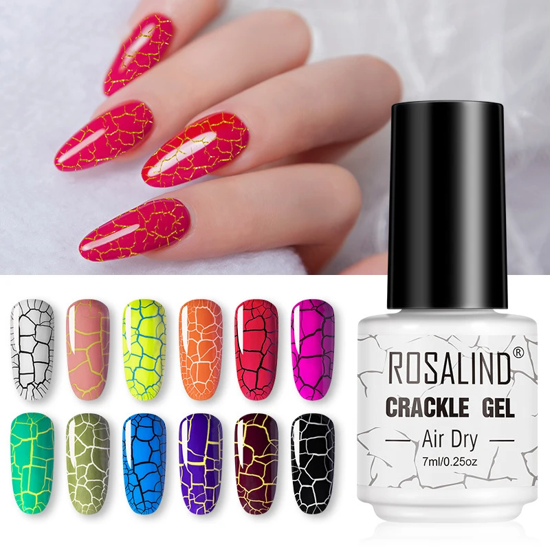 7ml Crackle Gel Nail Polish Cracking Nail Lacquer Quick Dry Nail Art Varnish Hybrid Semi Permanent Soak Off Base Top Coat