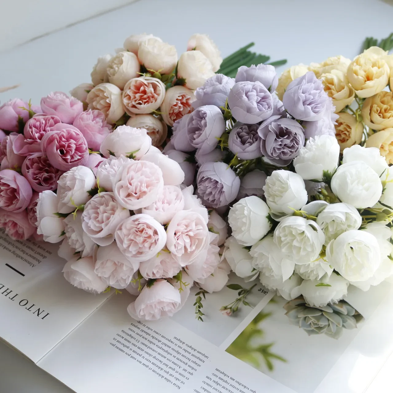 27 Head Tea Rose Small Rose Bouquet Wedding Home Flowers Hand Bouquet Home Decoration Photography Arrangement