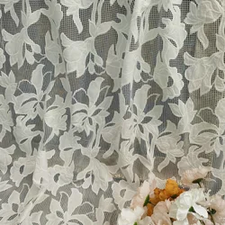 2M New Satin Polyester Grid Mesh Laser Embroidered Lace Daily Dress Fabric DIY Women's Clothing  With Big Flower Designer Fabric