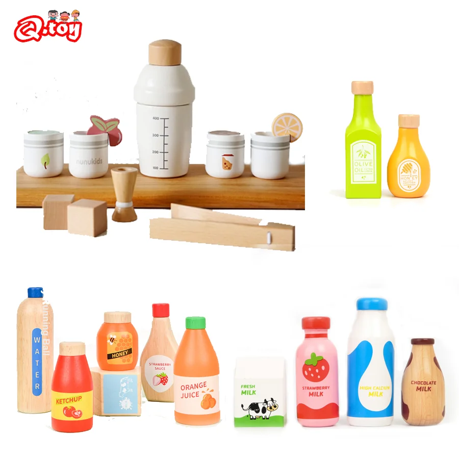 

Wooden Milk Drink Set Children Pretend Play Kitchen Food Toys Kids Simulation Imitation Game Montessori Learning Educational Toy