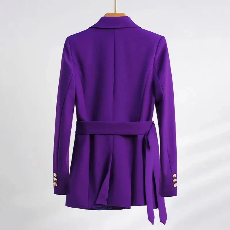 Fashion High-quality Office Suit Purple Jacket and Trousers 2-piece Set 2024 New Waist Suit Temperament Suits for Women HJLZBW