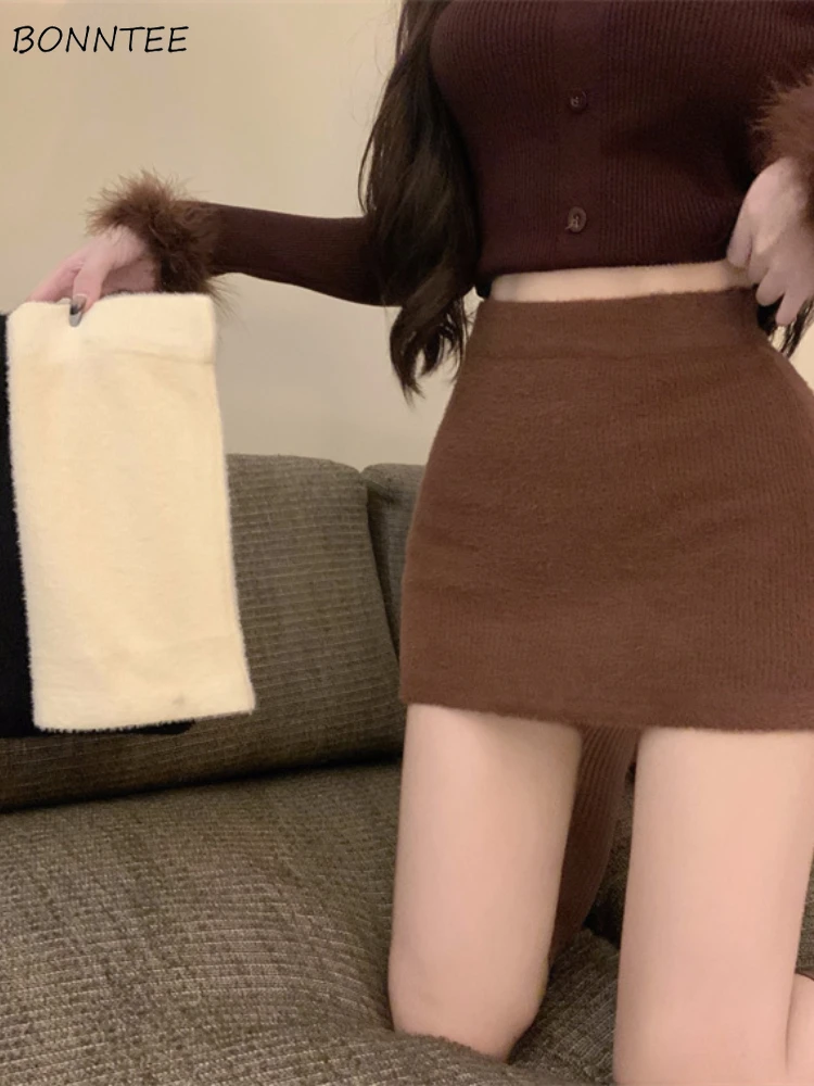 

High Waist Skirts Women Elastic Sexy Girl Wrapped Hip All-match Mini Skirt Korean Fashion Faldas Elegant Temper Womens Daily Ins