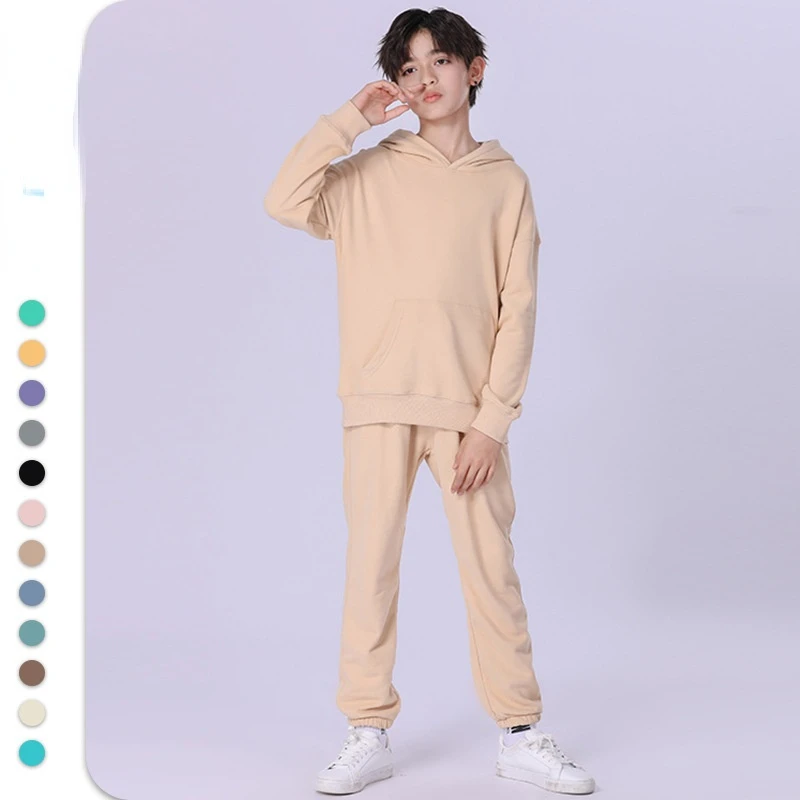 مدرسة المراهقين بنين ملابس رياضية ربيع الخريف عارضة القطن هوديس Sweatpants 2PC الفتيات الملابس مجموعة طويلة الأكمام الاطفال رياضية #4