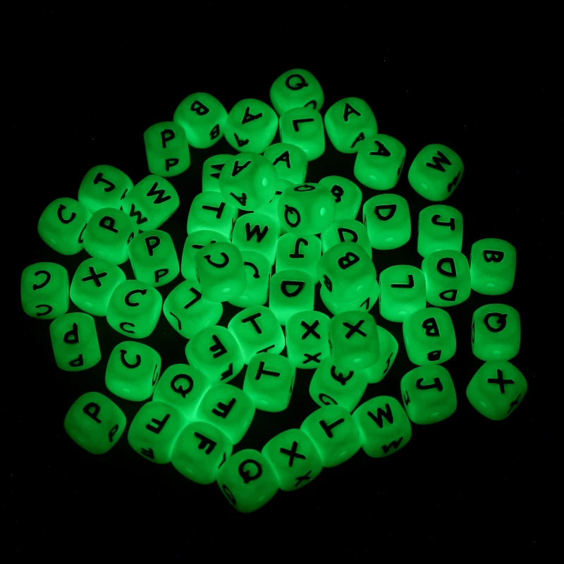 10pcs Baby Luminous Silicone Beads Letters Pacifier 12mm Alphabet Personalized Name DIY Teether Teething Beads Toys Gift