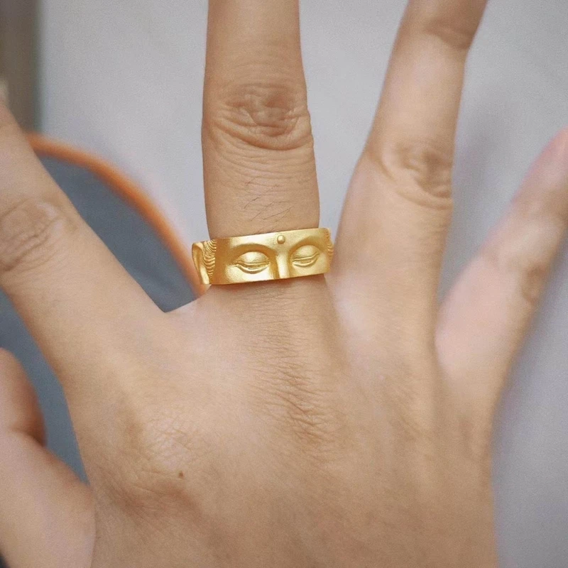 

Big Buddhas Half Face Shaped Rings Adjustable Open Finger Rings Buddhist Jewelry