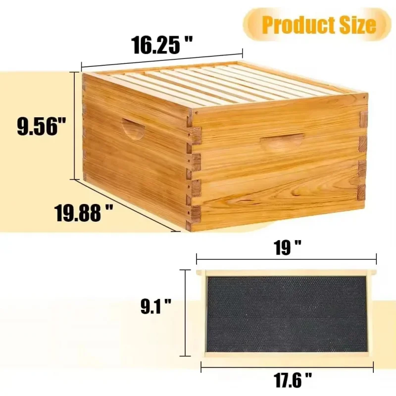 Box Complete Beehive Kit 100% Bee Hive Includes Frames And Beeswax Coated Foundation Sheet