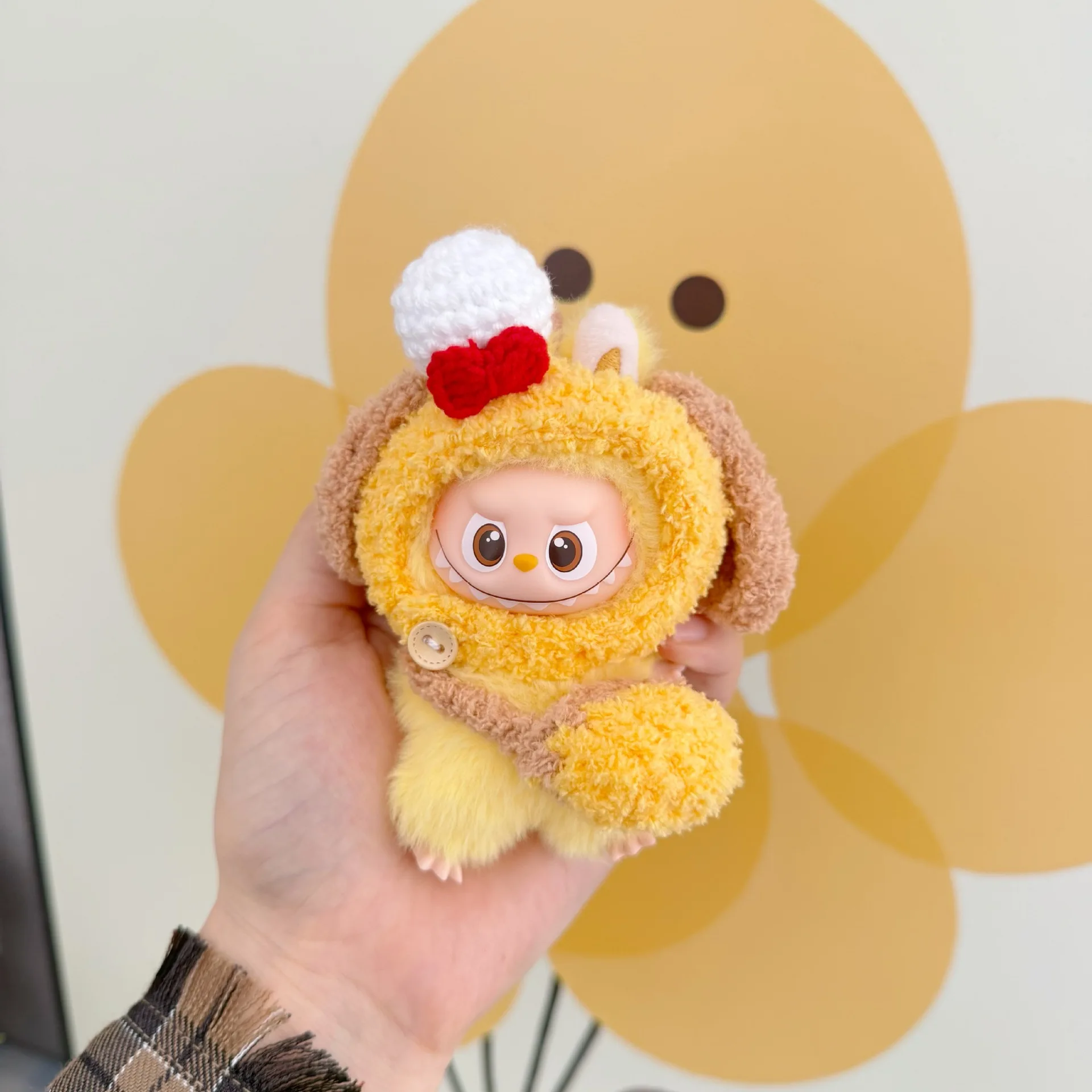 

Одежда для 10 см 4-го поколения Labubu 4,0, виниловые подвесные куклы, головной убор ручной работы с розовой свиньей, шляпа Bingbing ручной работы, серия Heart Code