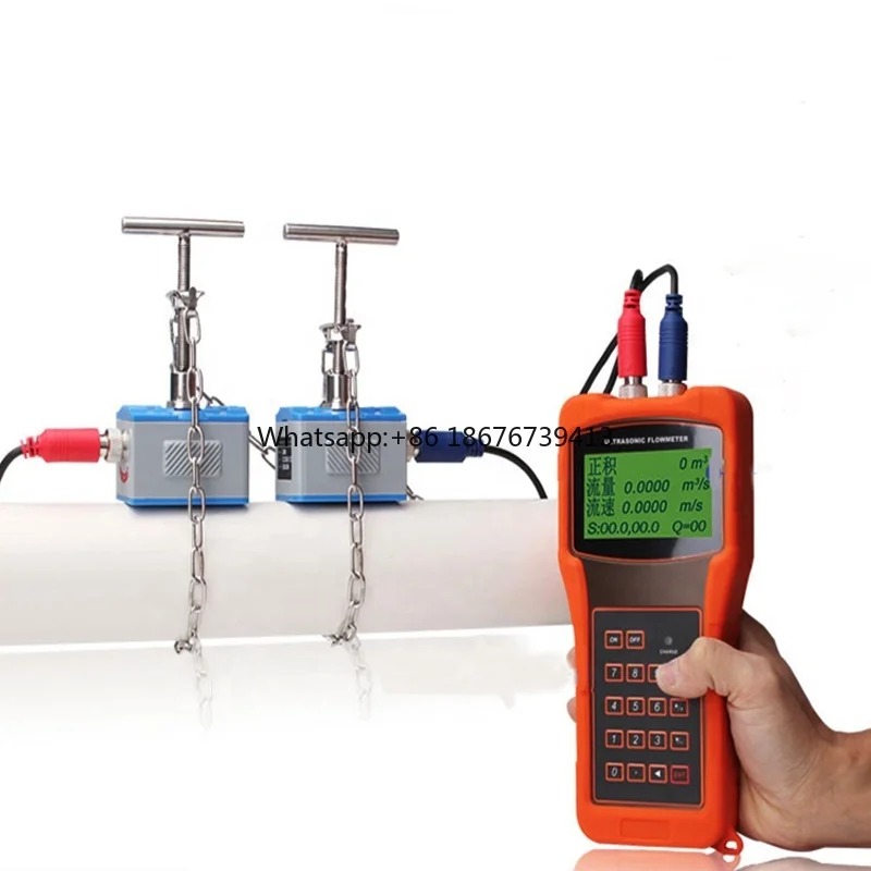 High Quality Hand Held Water Flowmeter RS232 DN20-DN6000 Clamp on Water Liquid Ultrasonic Flow Meter Flow Sensor