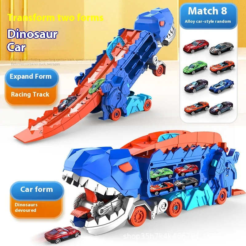 Tyrannosaurus Rail Car Two Forms Ejection Taxiing Rail Car Dinosaur Toy Boy Toy Children'S Gift Big Truck Toys For Kids