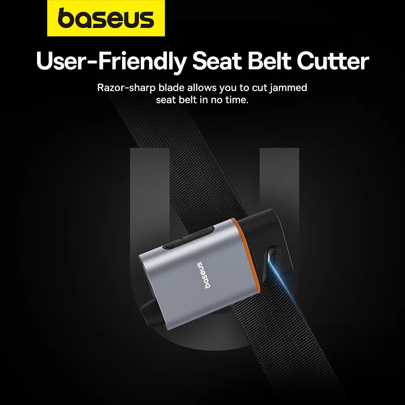 Baseus 3 in 1 Car Safety Hammer Portale Car Window Class Breaker Emergency Escape Seat Belt Cutter SOS LED Lighting Auto Escape