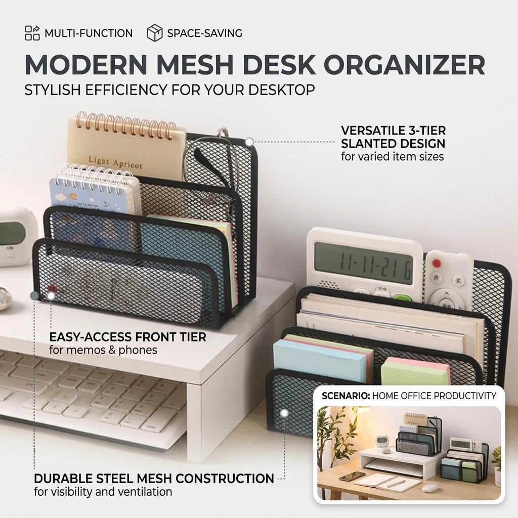 A4 Multi-Layer File Rack Metal Letter Grid Book Stand - Four Layer Data Rack Office Storage And Organizing Folder Holder