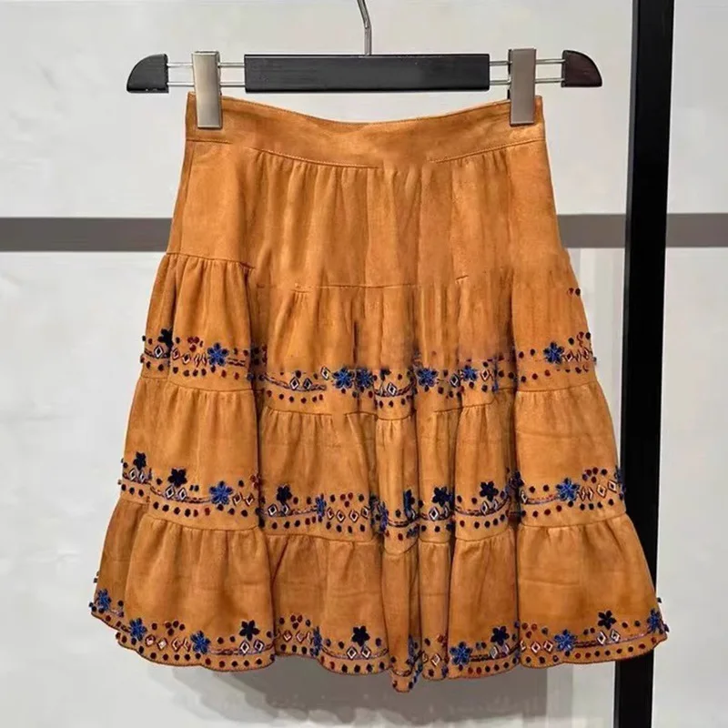 

Summer 2025 New Arrival Unique High-Waisted Embroidered A-Line Mini SkirtVersatile and Casual Women's Half Skirt