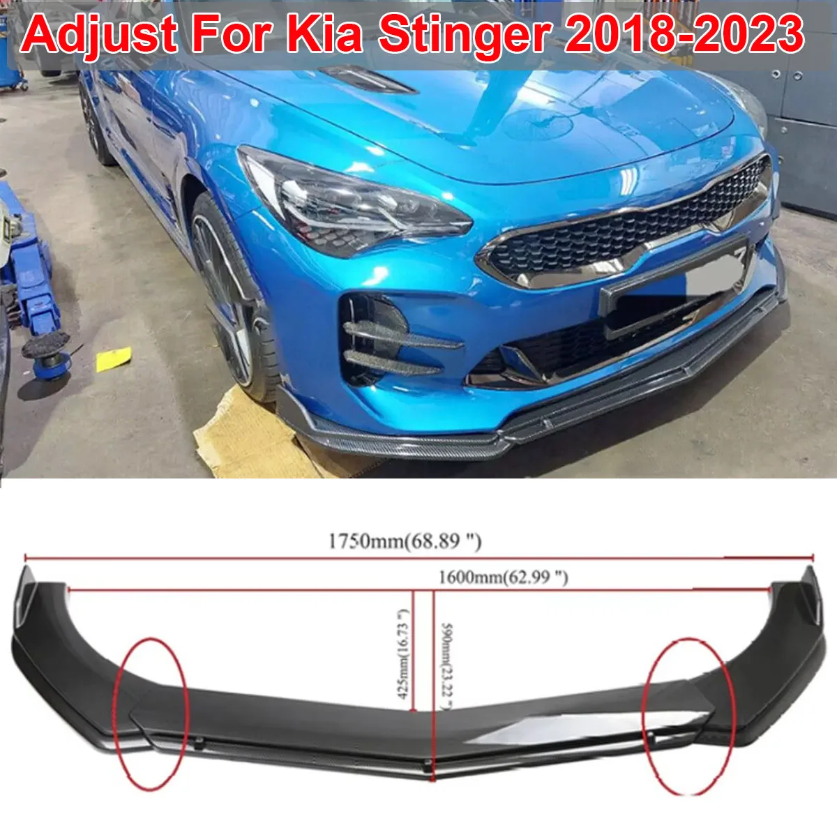 Front Bumper Lip Adjustable Splitter Spoiler Body Kit Guards Cover For Kia Stinger 2018 2019 2020 2021 2022 2023 Car Accessories