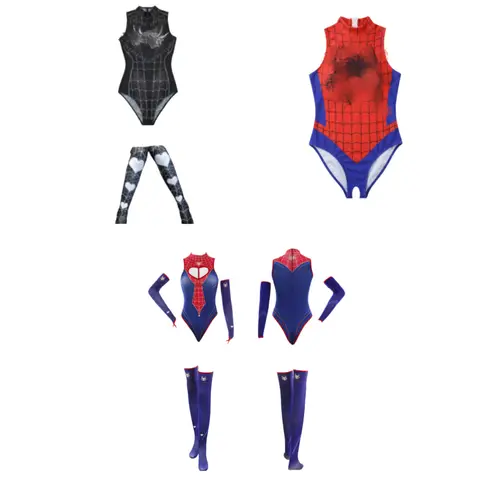 Anime Cosplay Costume jumpsuit leotard open crotch lingerie Corset Jumpuit Bodysuit Sexy Lingerie Set Spider pattern swimsuit