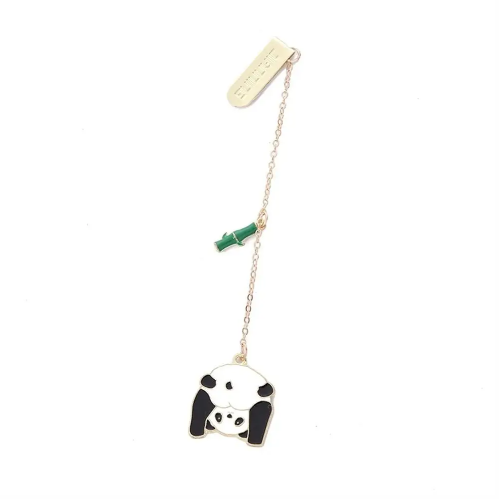 Stationery Books Accessories for Readers Student Cute Reading Book mark Panda Bookmark Paper Clip Panda Pendant Metal Bookmark