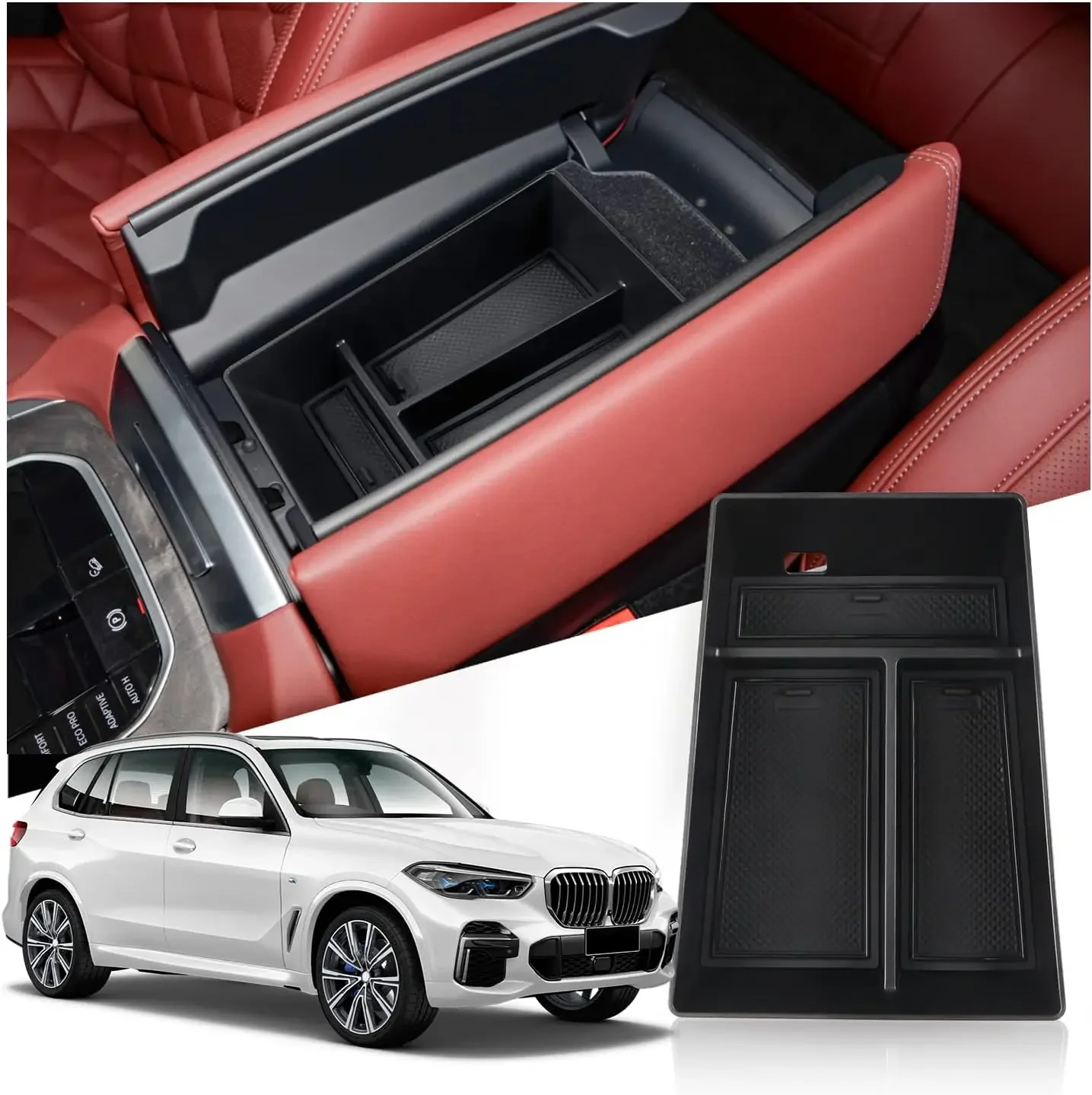 

Compatible with BMW X5 G05/ X7 G07 2019-2024, X6 G06 2020-2024 Center Console Organizer, Console Organizer Center Tray Storage