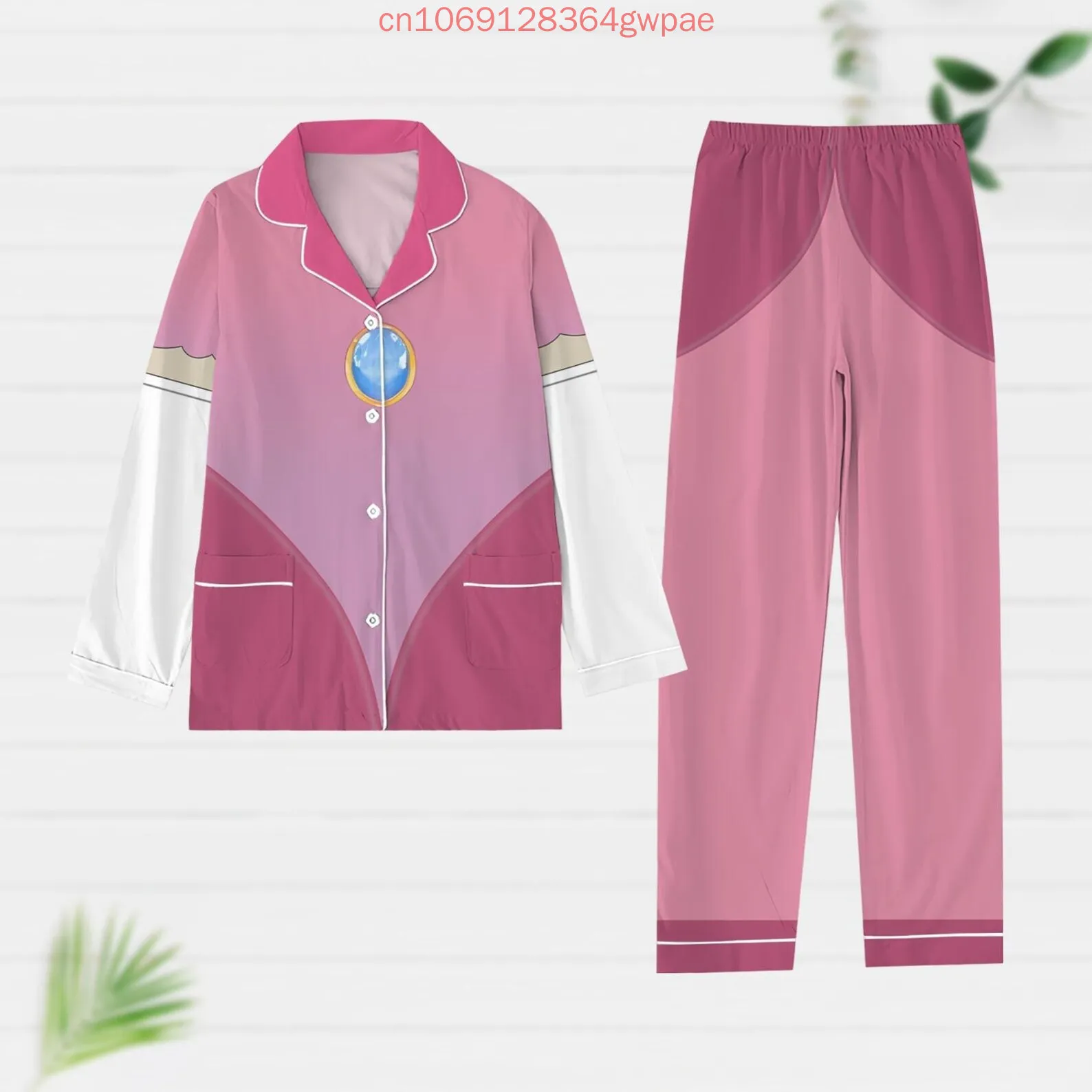 Super Mario Shirt Pajama Set 3d Print New Princess Peach Casual Męska damska koszula z długim rękawem Zestaw piżam rodzinnych