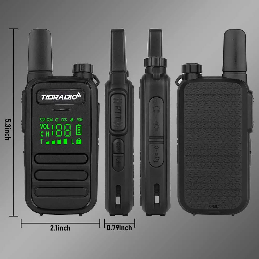 TIDRADIO M11 2PCS Walkie Talkie Portable Two Way Radio PMR/FRS Walkie Talkie Long Range Communication Radio Charging USB HAM