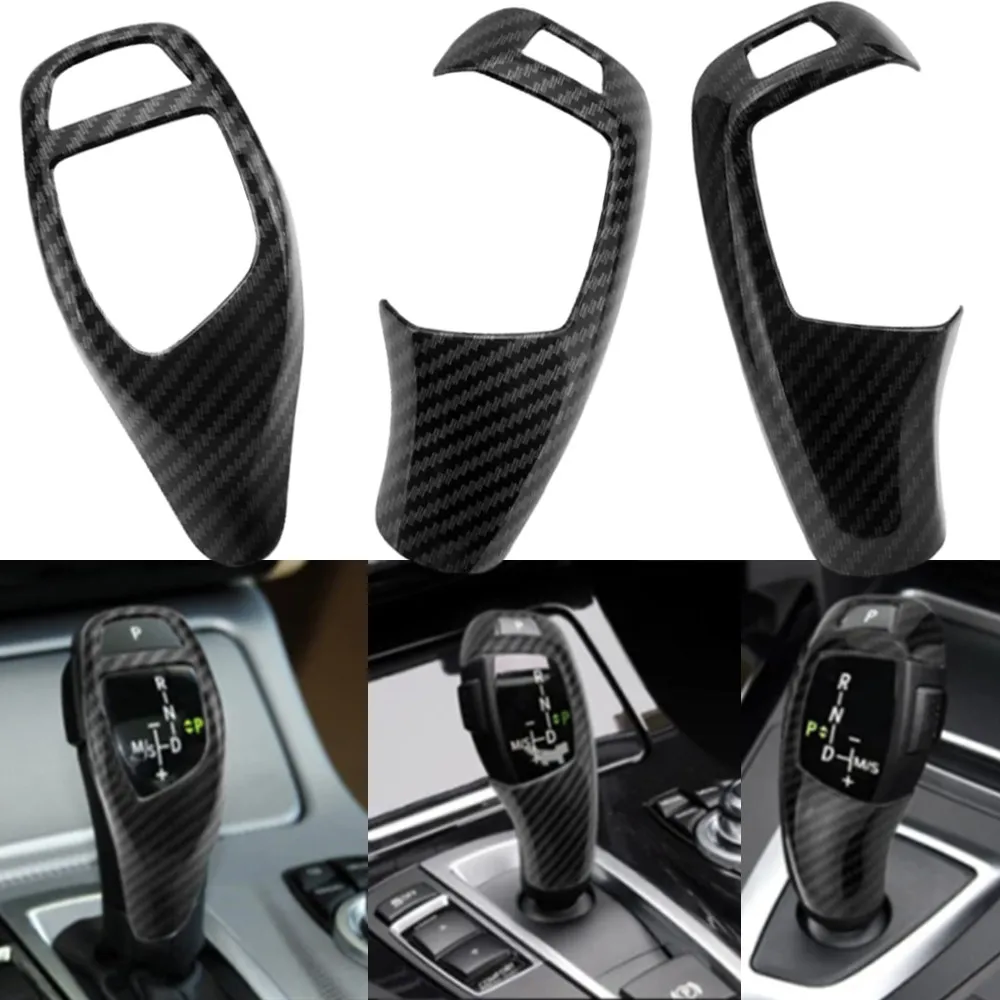 For BMW 1 2 3 4 5 7 Series F20 F30 F31 F34 X5 F15 X6 F16 X3 F25 X4 F26 Carbon Fiber Style Car Gear Shift Knob Cover Trim Sticker