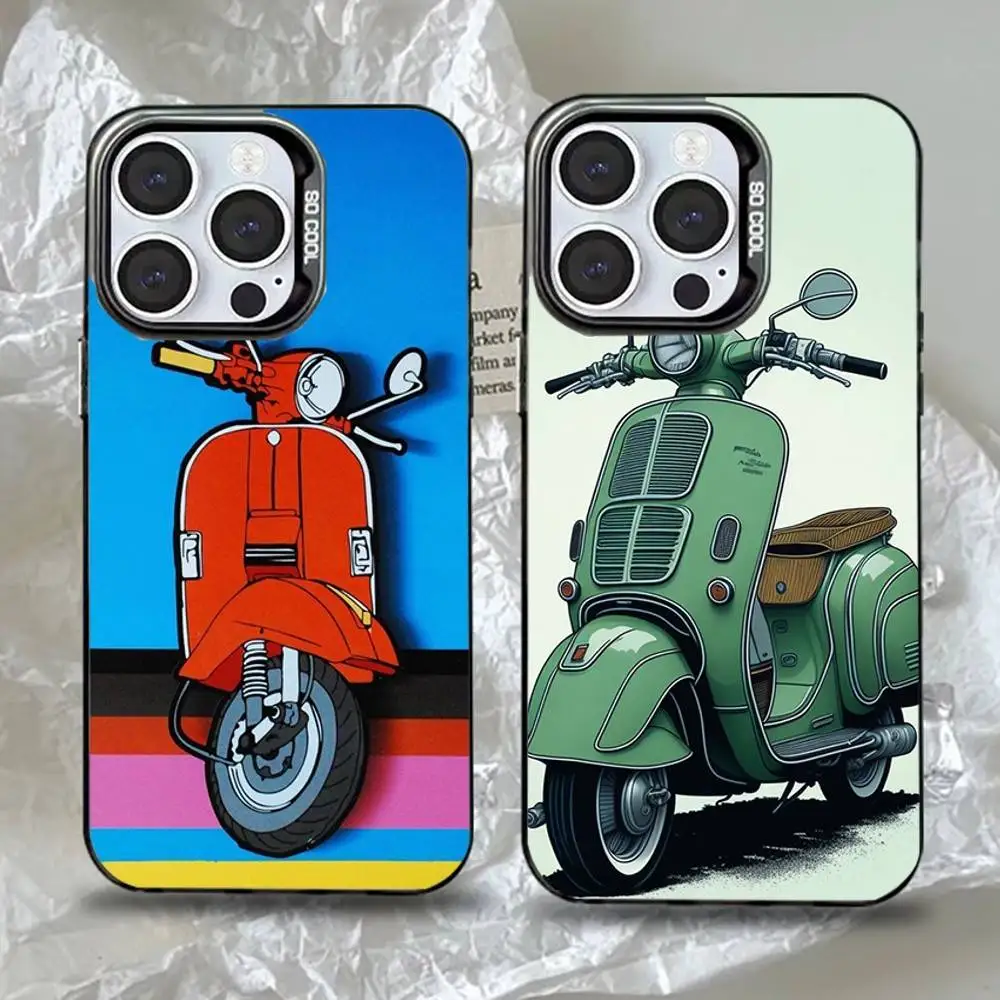 

Vespa Scooter Motorcycle Phone Case For iPhone 16,15,14,13,12,11,Pro,Max,Plus,Mini,XS,SE Anti Fall Black Matte Hard Bumper