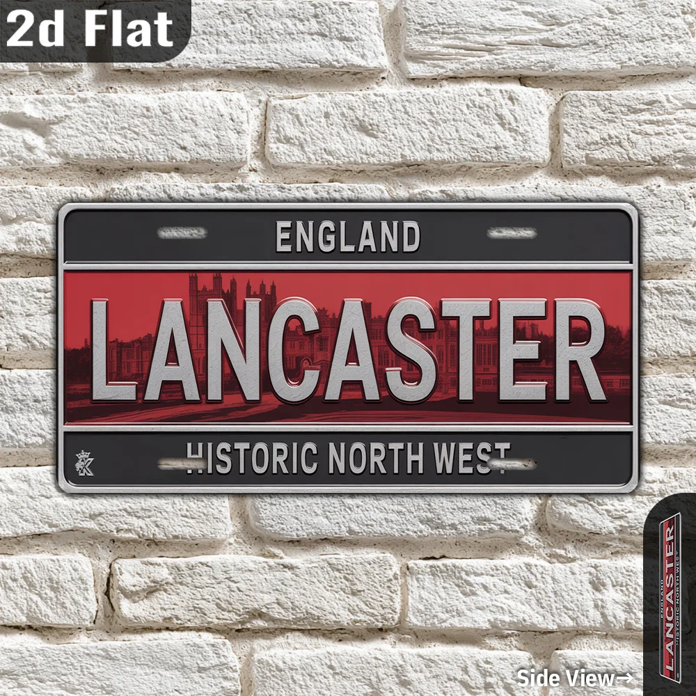 Vintage Lancaster England Metal Wall Sign 12x6 Inch Retro Home Decor for Garage Porch Garden Cafe Bar Gift
