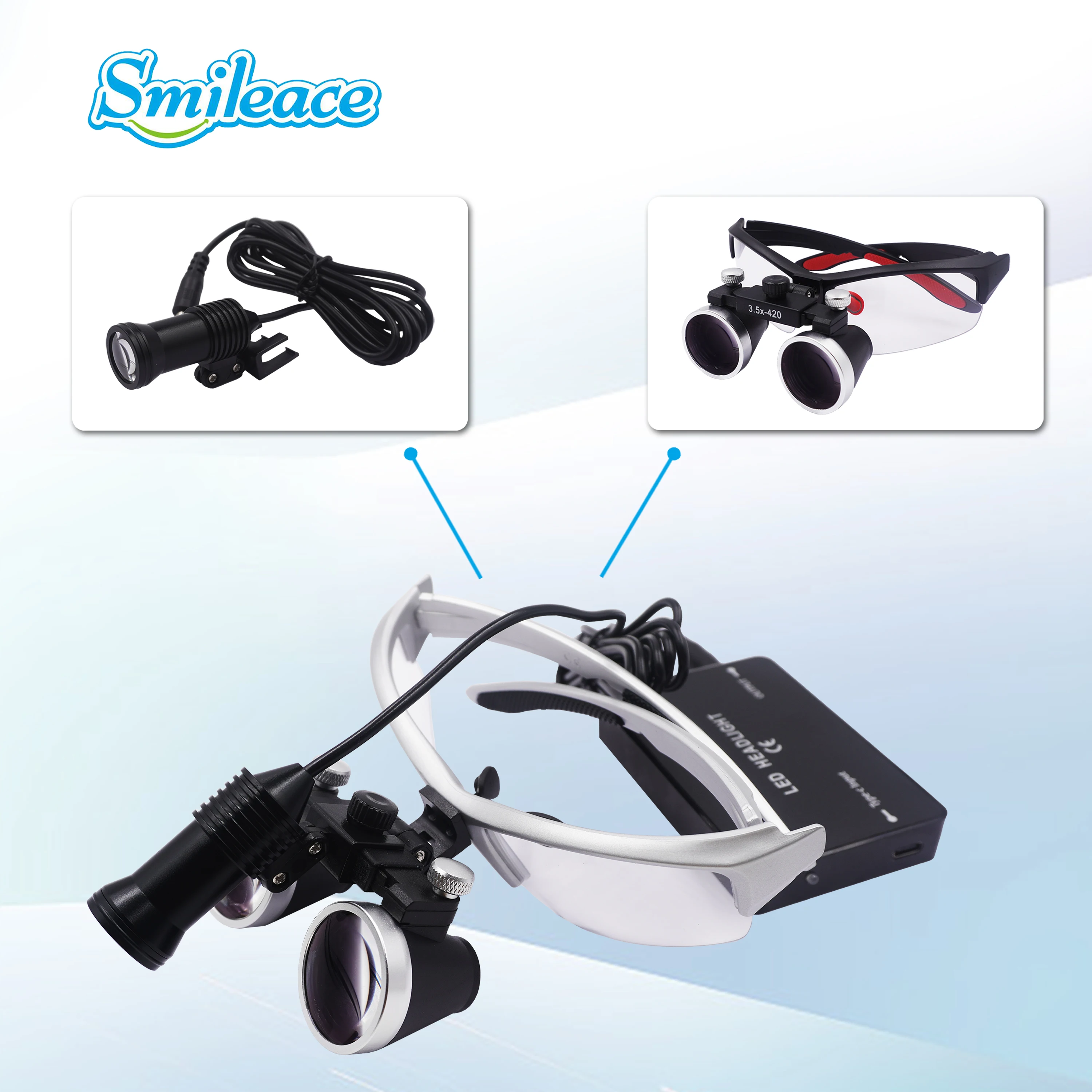 Dental Loupe 2.5X 3.5X Dentist Headlight with LED Light Glasses Surgical Magnifying Glass