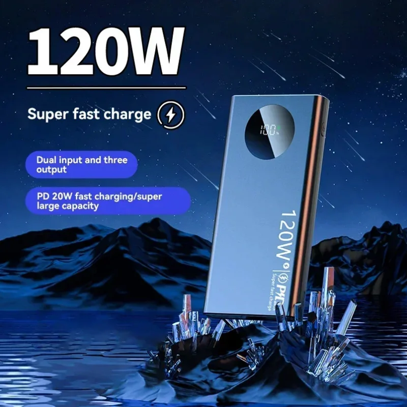 2025 New 200000mAh Powerbank 120W Super Fast Charging Large Capacity Portable Power Supply For Iphone Xiaomi Samsung