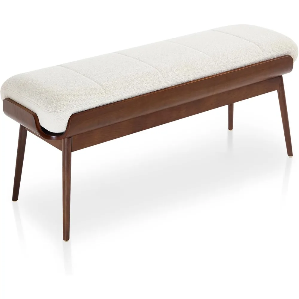 مقعد غرفة نوم مقاس 55 بوصة، مقعد طعام مع مقعد مبطن وإطار من خشب الجوز، قماش منجد كبير عثماني #1