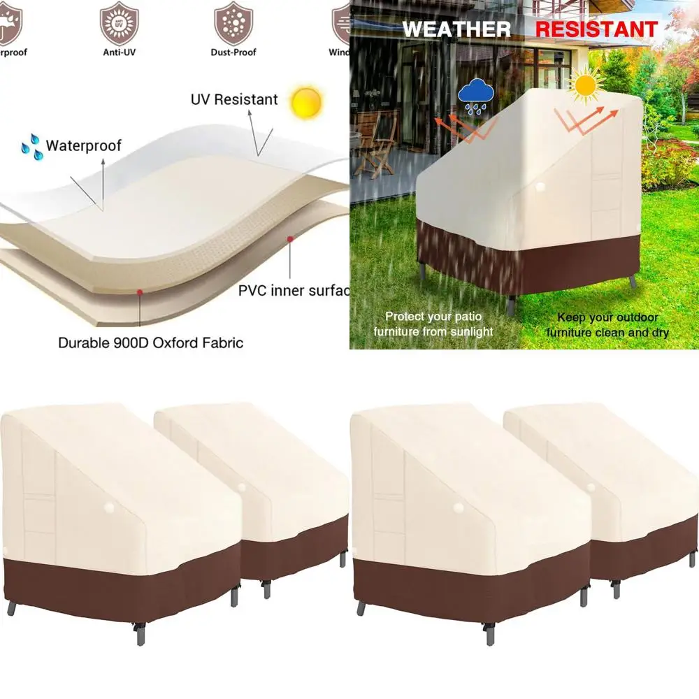 

2 шт. 35x28x35 водонепроницаемые сверхмощные чехлы на стулья для патио с высокой спинкой, устойчивые к атмосферным воздействиям для глубоких сидений с высокой спинкой Lounge Cha