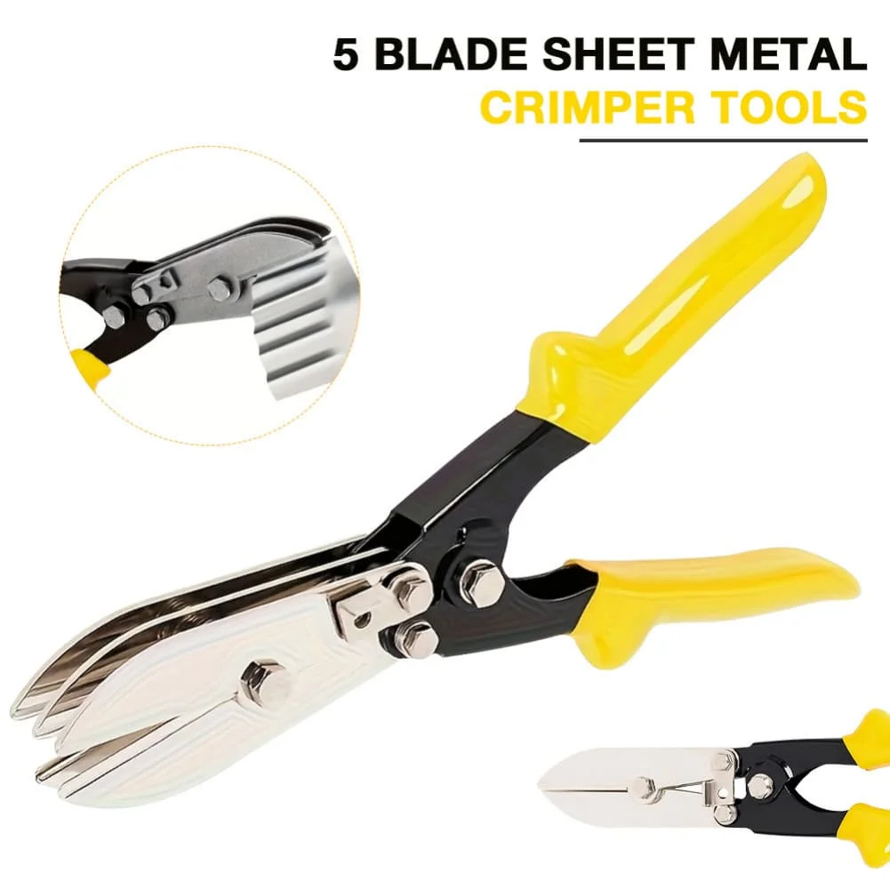 For Ductwork 5-blade Hand Crimper Five-blade Design Adjustable Crimp Depth for Deep Throat Design TPR Non-slip Handle