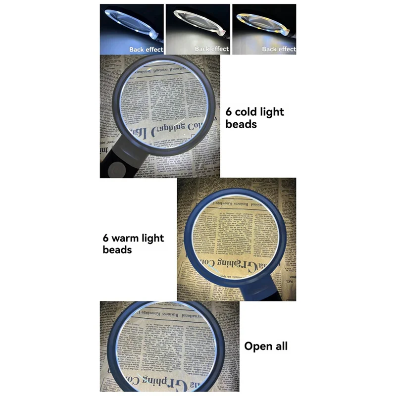 EDT-30X 10X عدسة مكبرة مضاءة محمولة مع 12 مصباح LED مضاء كبير عدسة مكبرة للقراءة