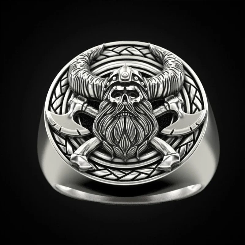 

Vintage Mens Sainless Steal Rings Fashion Steampunk Viking Skull Rock Rings Halloween Gift For Men Finger Ring Accessories