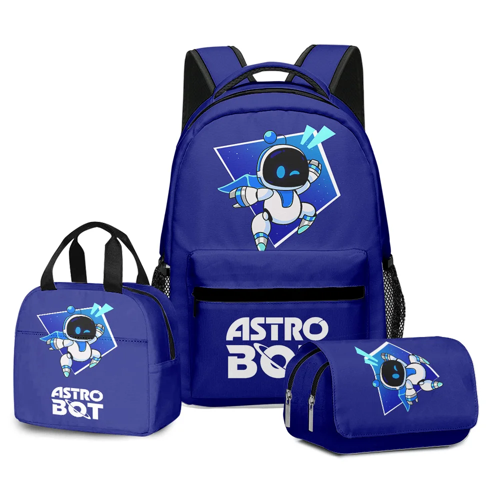 Hip Hop populer baru lucu astro bot cetak 3D 3 buah/set tas sekolah Laptop ransel harian portabel tas makan siang kotak pensil