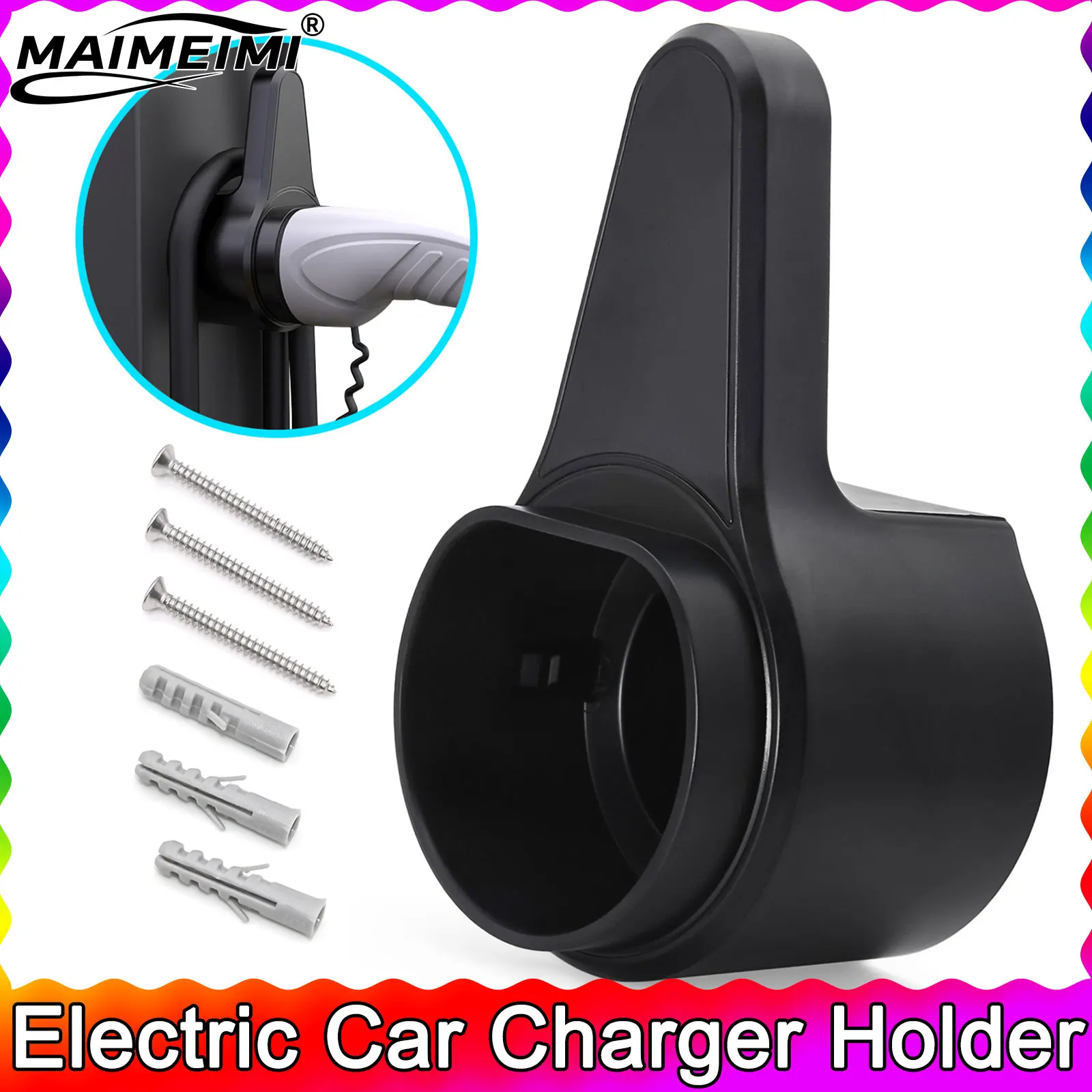 

EV Type 2 Charger Strong Holder Electric Car Charger Holder ABS Cable Holder Wall Bracket with Screws for Most EU Standard