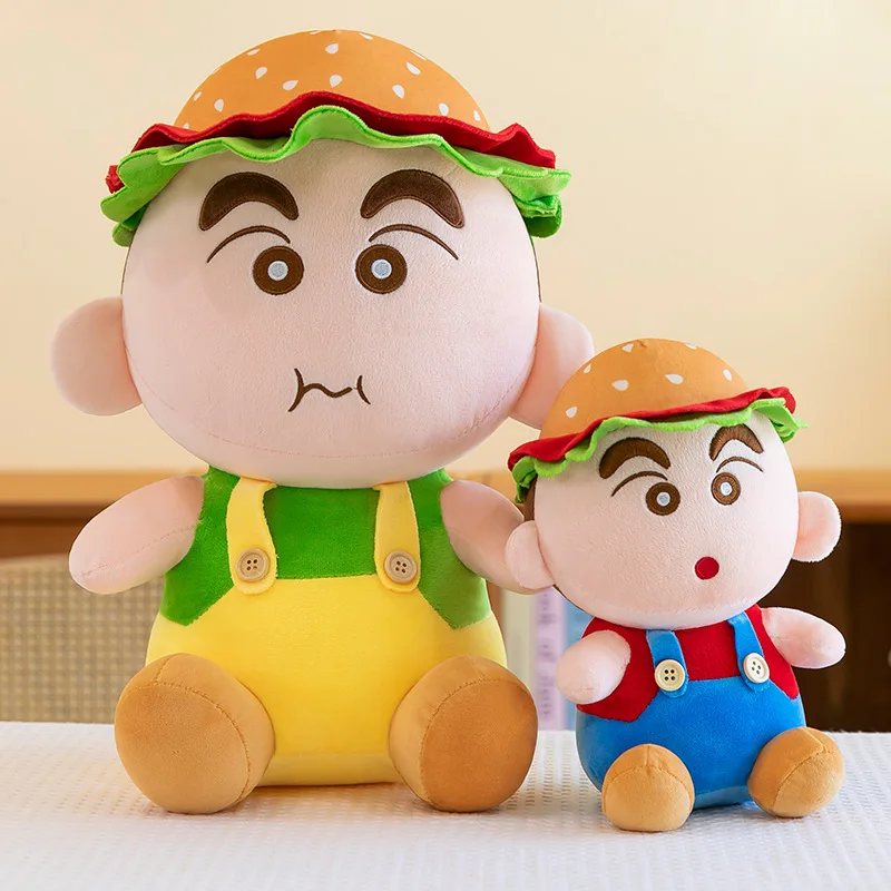 Kawaii Peluche Bambola Riempita Hamburger Shin Chan Peluche per Bambini Compleanno Regalo di Natale Cuscino carino per le ragazze Gioco della buonanotte