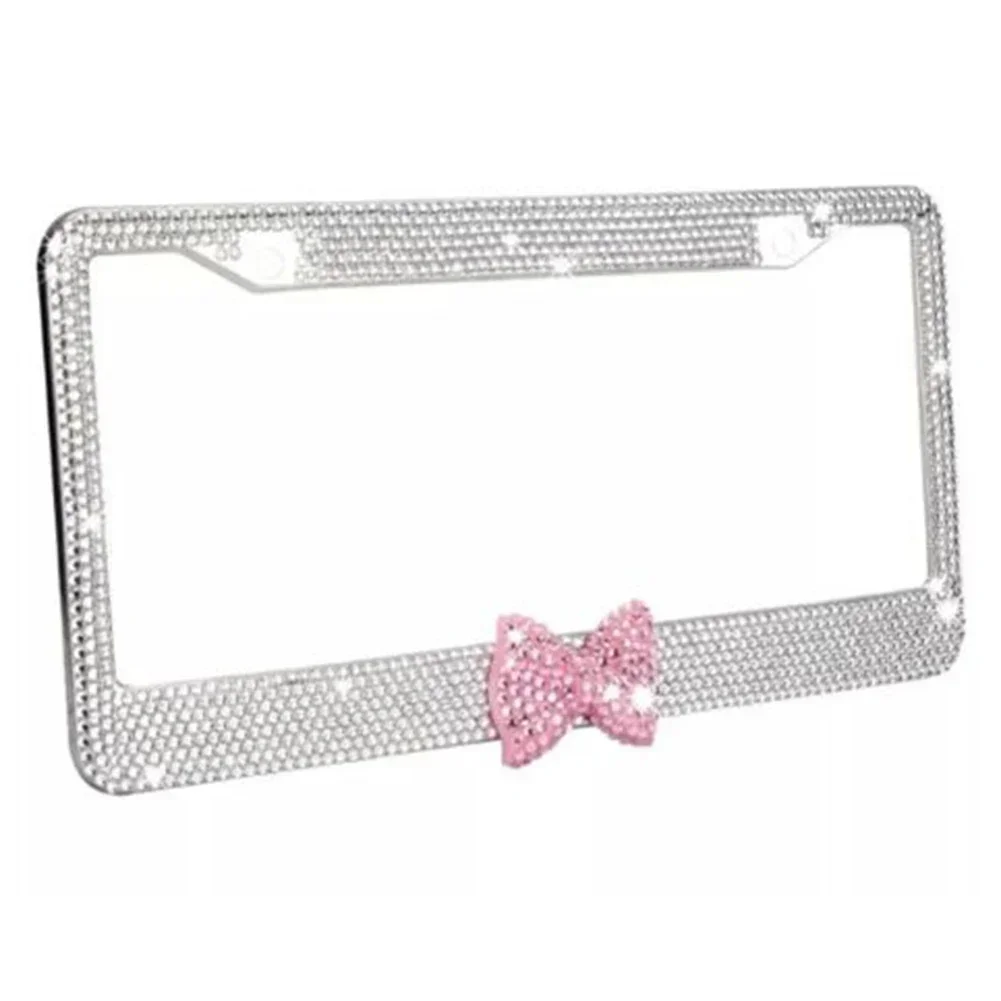 Handcrafted Crystal Rhinestone License Plate Frame – For Women’s Cars For All US Canada Car License Plate USEFUL