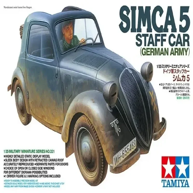 

Tamiya 35321 Пластиковая модель в масштабе 1/35 Simca 5, посох, армейская сборная модель Cerman для взрослых, модель для хобби, коллекция игрушек «сделай сам»