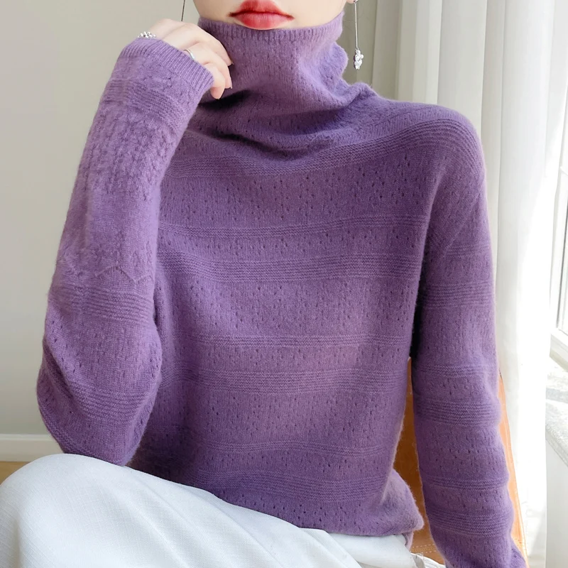 100% Merino Wool Women\'s Pile Neck Sweater Jumper 2023 Autumn/Winter New Fashion Women\'s Sweater Warm Turtleneck Sweater Top