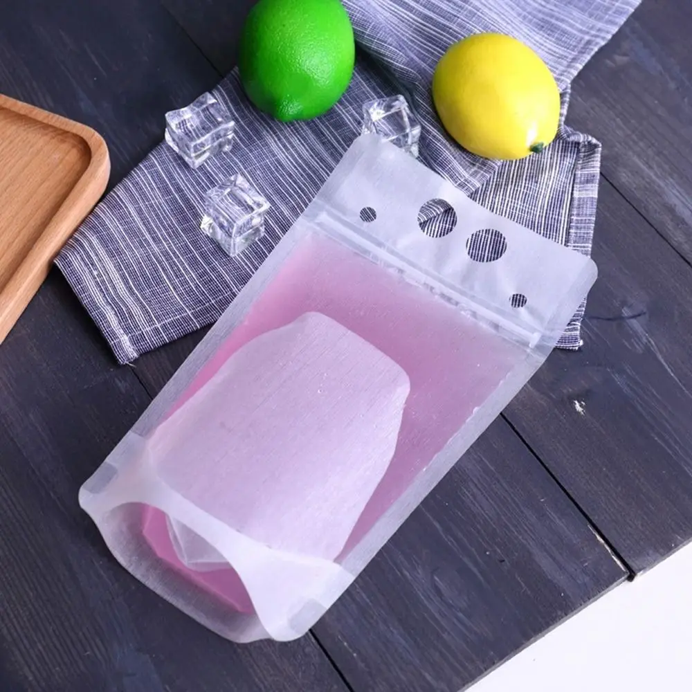 50Pcs Juice Coffee Drinks Kitchen Vertical Seal Pouches Frosted Disposable Reclosable for Party