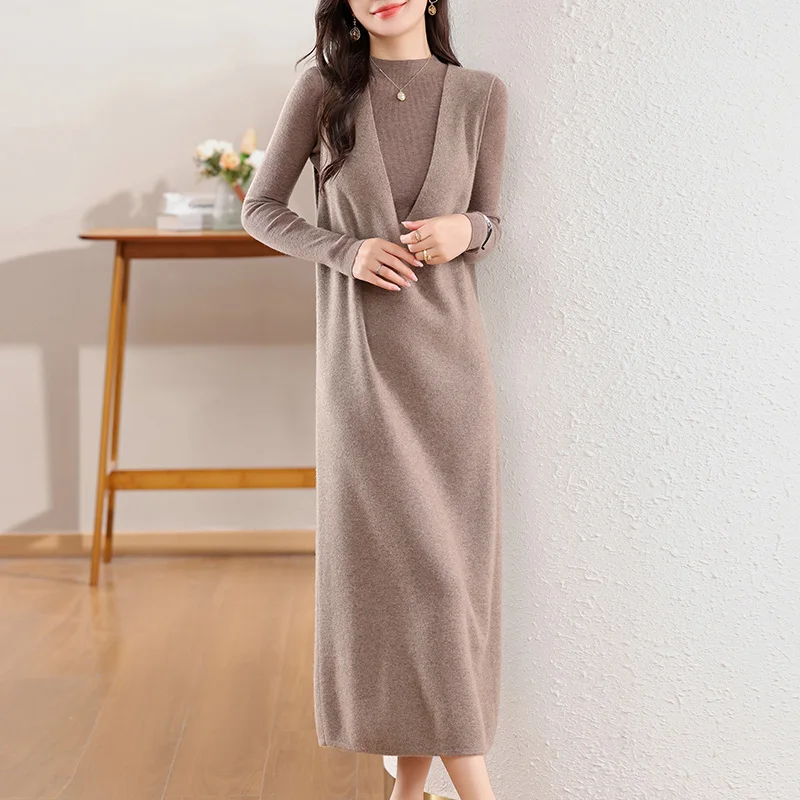 Long Wool Vests 100% Wool Women Knitwears New Fashion Pullovers Ladies Cashmere Vests 2024 Autumn And Winter