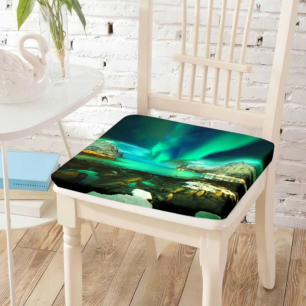 Norway Northern Lights Sky Printed Chair Cushion Backrest Cushions Thick Cotton Equipped with Invisible Zipper Office Home Decor