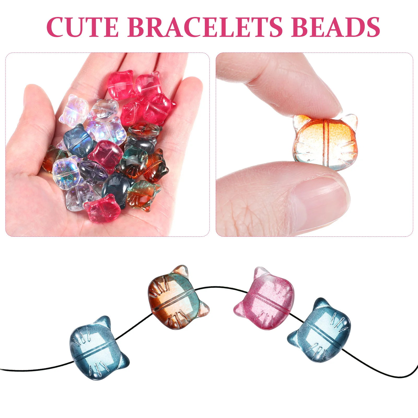 

50 pcs Cute For Bracelets Glass Animal Bracelet Spacer Beads For Jewelry Making Craft Diy Cute Paw Print Tiny Loose Beads