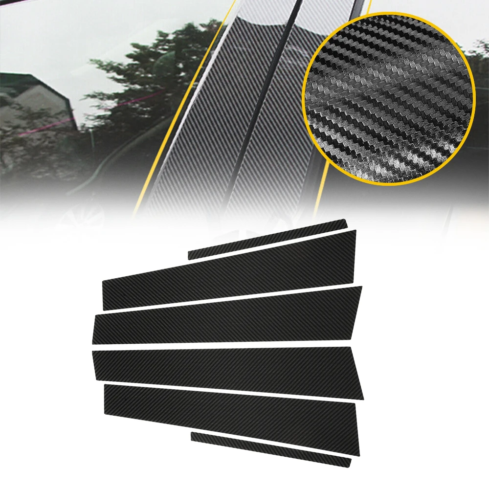 Carbon Fiber Style Car Door Pillar Posts Trim Cover Fit For Dodge Charger 2011 2012 2013 2014 2015 2016 2017 2018 2019 2020 2021