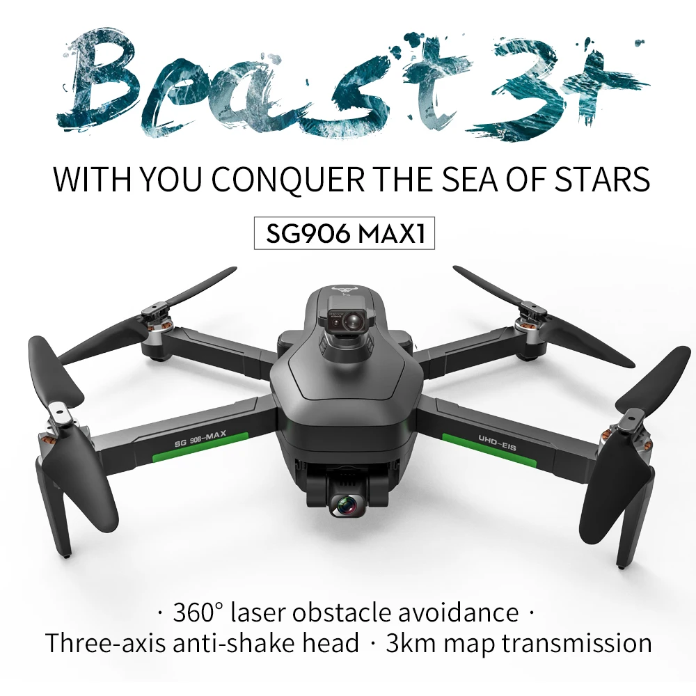 Новый SG906 MAX1 Beast 3+ с 3-осевым подвесом для предотвращения препятствий, профессиональная камера 4K, GPS-повторитель, WIFI FPV, RC Дрон, квадрокоптер