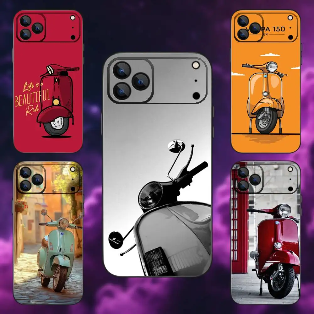 

V-VespaS Scooter Phone Case For iPhone 17,16,15,14,13,12,Pro,Max,Plus,E,SE4,Air,Mini Black Soft Box