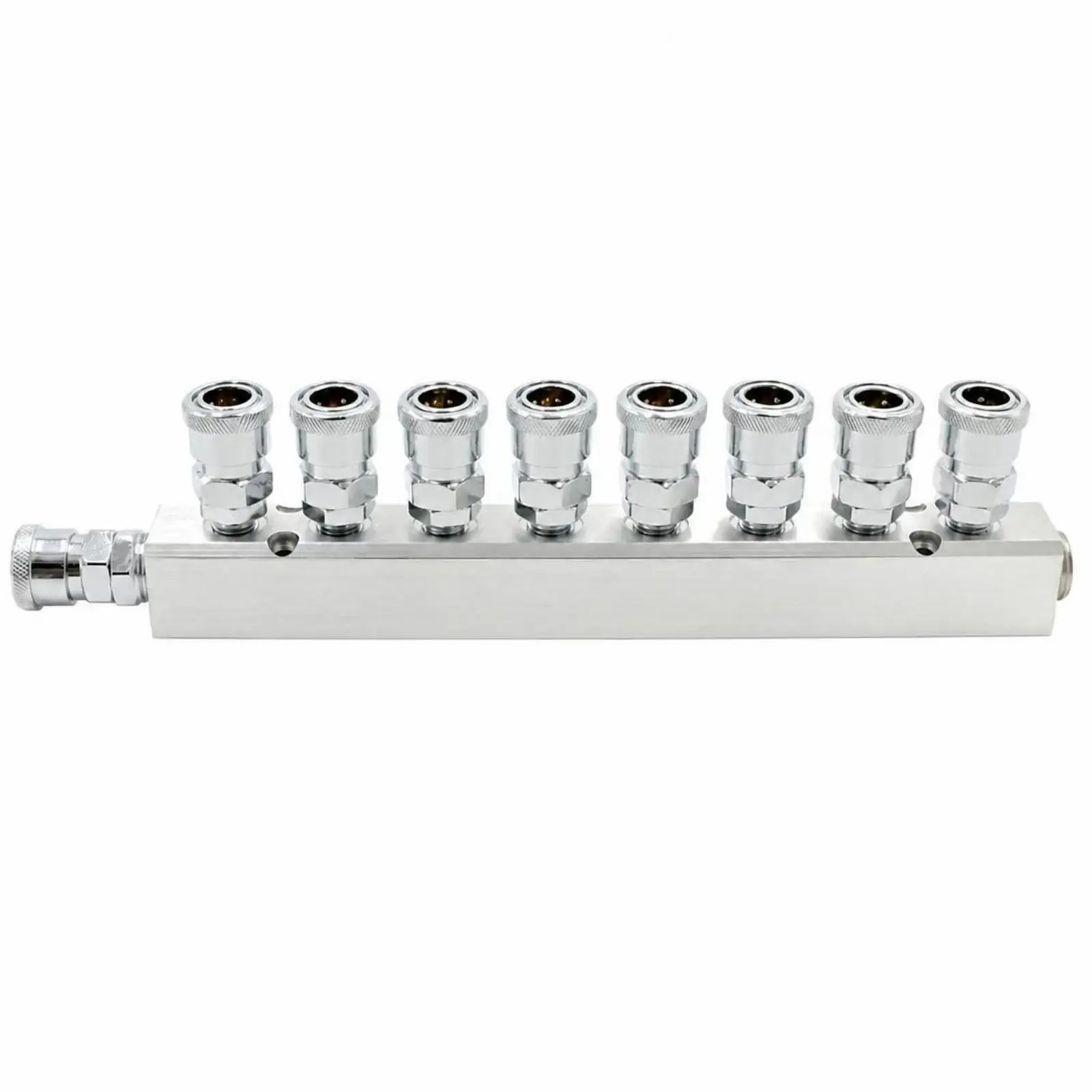 Air Compressor Manifold 4 Way Aluminum Pneumatic Distribution Block with Quick Connect Fittings for Tools